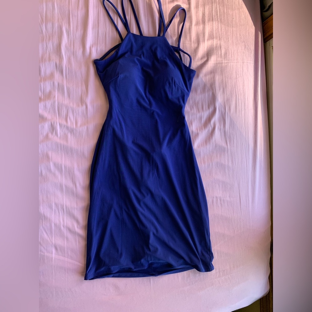 Strappy Royal Blue Dress with open back
